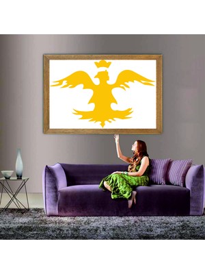 Lioncraft Avrupa Hun Imparatorluğu Devleti Bayrağı  Tablo, Çerçeveli Cam Tablo 60X90 cm