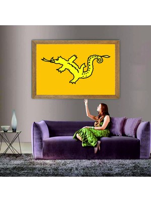 Lioncraft Büyük Hun Imparatorluğu Devleti Bayrağı  Tablo, Çerçeveli Cam Tablo 80X110 cm