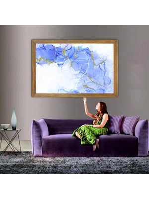 Lioncraft Mermer Desenli Tablo, Çerçeveli Cam Tablo 80X110 cm