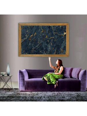 Lioncraft Mermer Desenli Tablo, Çerçeveli Cam Tablo 80X110 cm
