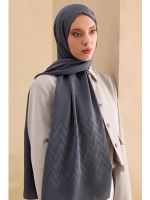 Cardion Jakarlı Şal Zigzag Desen Antrasit