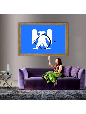 Lioncraft Büyük Selçuklu Imparatorluğu Devleti Bayrağı  Tablo, Çerçeveli Cam Tablo 60X90 cm