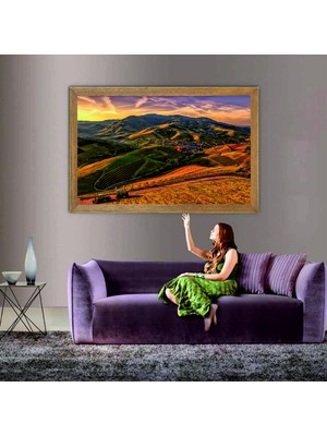 Lioncraft Manzara Tablosu, Çerçeveli Cam Tablo 80X110 cm