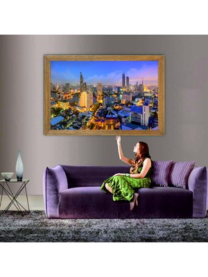 Lioncraft New York Şehir Manzaralı Tablo, Çerçeveli Cam Tablo 80X110 cm