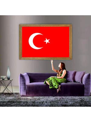Lioncraft Türkiye Cumhuriyeti Devleti Bayrağı Tablo, Çerçeveli Cam Tablo 60X90 cm