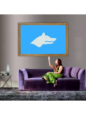 Lioncraft Göktürk Devleti Bayrağı Tablo, Çerçeveli Cam Tablo 80X110 cm