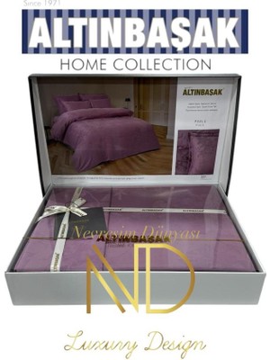 Indispensablely Jakarlı Saten Çift Kişilik Nev Takımı Perle Puce