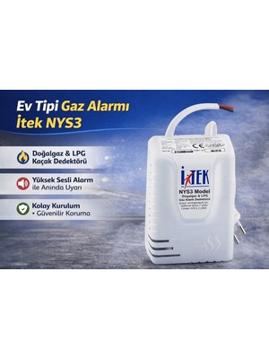 İtek Itek Gaz Alarm Cihazı Dedektörü - Doğalgaz ve Lpg Algılayıcı (Gazmer ve Tse Onaylı)