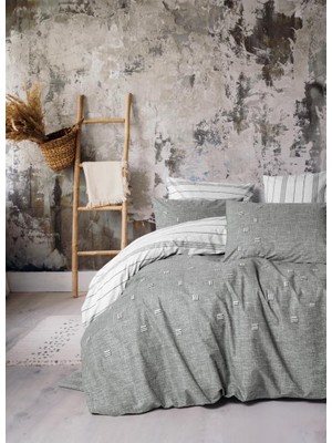 Indispensablely Klein Nakışlı Çift Kişilik Nev Takımı Patara Gri