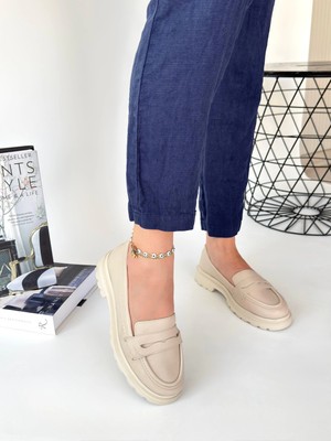 Indispensablely Narli Bej Cilt Oxford Ayakkabı