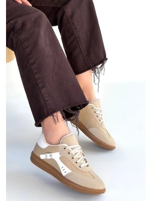Indispensablely Mier Bej Cilt Bağcıklı Spor Ayakkabı