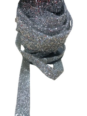 Silikonlu Yapıştırma Taş 1 cm Gümüş 1 Metre