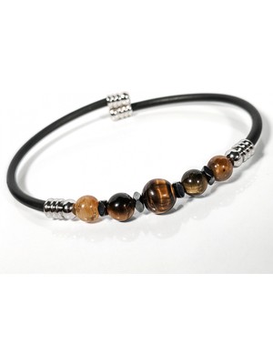 Moncuk Design Kaplan Gözü Taşlı Yaylı Bileklik – Güç, Dayanıklılık ve Dengeli Enerji