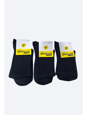 MTM My The Mall Giyim Yalıncak Yarım Konç Kolej Çorap Siyah Renk 12 Adet Desensiz Model