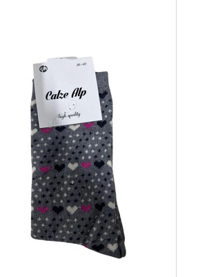 MTM My The Mall Giyim Barış Kalp Desenli Likralı Kadın Soket Çorap 1 Adet