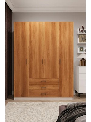 Kone Haus Ztückken 4 Kapılı Beyaz - Petra 160 cm Gardırop KH2708