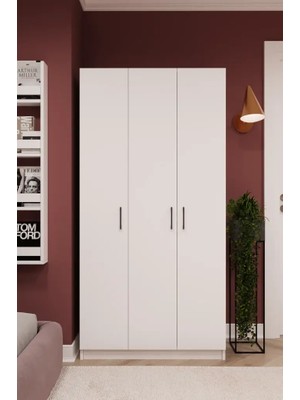 Kone Haus Settea 3 Kapılı Beyaz 90 cm Gardırop KH2742