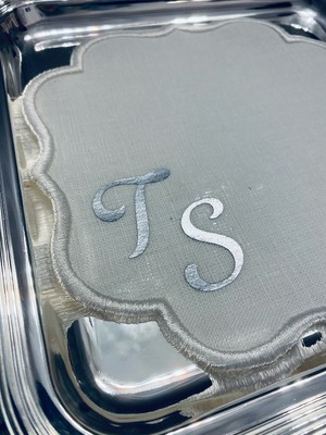 Abroz Home Design Söz Nişan Tepsisi Için Kişiye Özel Gümüş Harfli Söz Mendili