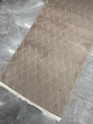 SARAR HALI Sarar Halı Plus 190 Kapiçino Kaymaz Taban Yolluk Makinede Yıkanabilir Halı Krem Spor Saçaklı