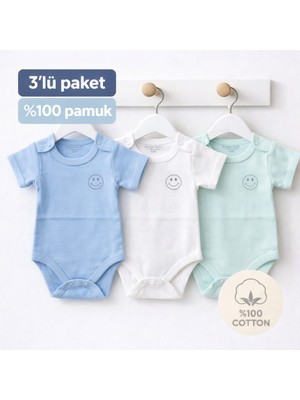 Cemre Yenidoğan Çıtçıtlı, Yarımkollu Bebek/çocuk 3'lü Body %100 Pamuk