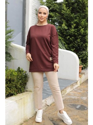 Aesco Yeni Stil Kahve Arma Detaylı Tunik 10020 ( Lisinya )