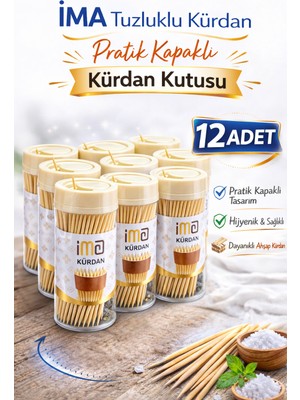 Bezos Ima Tuzluklu Kürdan 12 Adet | Pratik Kapaklı Kürdan Kutusu