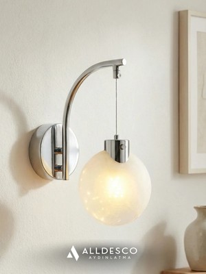 Alldesco Fiora Midye Cam Küre Duvar Aplik – Gold & Krom Seçenekli
