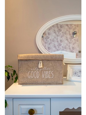 Aesco Kapaklı Püskül Detaylı Düzenleyici Çok Amaçlı Organizer Keçe Sepet (Mini) - 03495 ( Lisinya )