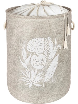 Aesco Torbalı ve Kulplu Püskül Detaylı Düzenleyici Çok Amaçlı Organizer Keçe Sepet -03631 ( Lisinya )