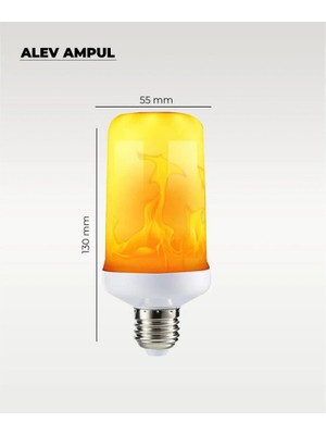 Meli Collection 7W E14 Ince Duyulu Alev Efektli LED Ampul - 560 Lümen Dekoratif Titreşen Ateş Görünümlü Lamba