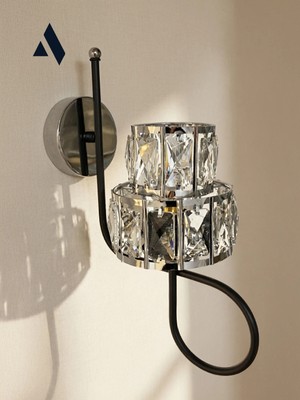 Crysten Kristal Duvar Apliği – Gold & Gümüş Dekoratif Metal Duvar Lambası | Alldesco