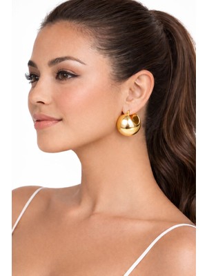 db DİLEK BAŞ TASARIM Aura Gold Bombeli Çelik Küpe