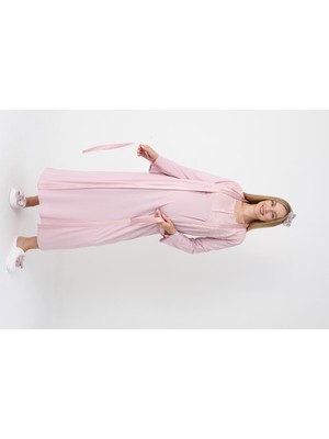 Erdeniz Tekstil Saten Şeritli & Şık Dantel Detaylı Hamile ve Lohusa Gecelik Takımı - 2’li Set