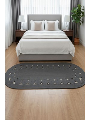 Comfort Craft Çiçek Desenli Jüt Polip Halı - Çift Taraflı Oval Kilim - Tüm Ölçüler