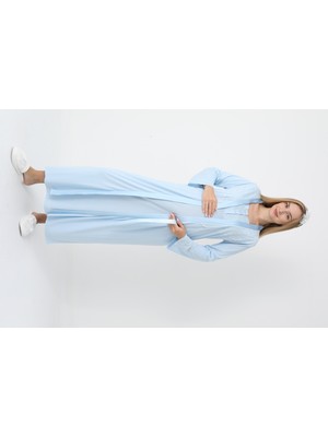 Erdeniz Tekstil Saten Şeritli & Şık Dantel Detaylı Hamile ve Lohusa Gecelik Takımı - 2’li Set