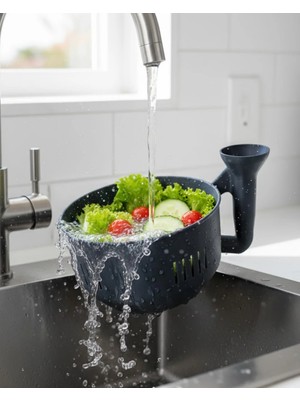 Verto Modern Tasarımlı Sebze Yıkama Kabı Süzgeçli Pratik Mutfak Aparatı