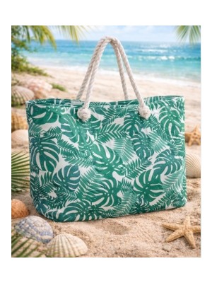 Lavinya Kadın Tropikal Desenli Büyük Plaj Çantası – Halat Askılı Yazlık Omuz Çantası