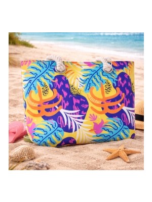 Lavinya Büyük Boy Plaj Çantası Renkli Desenli – Geniş Hacimli Yazlık Omuz Çantası