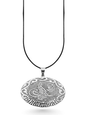 Oya Silver Gümüş Osmanlı Tuğrası Kabartmalı Vintage Kolye 4.5x4.2 cm [OYSY197]