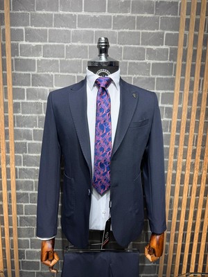 Dupont Modern Erkek Takım Elbise – Punto Yaka Slim Fit Torba Cep