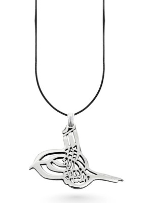 Oya Silver Iri Gümüş Osmanlı Tuğra Kolye Ucu 4.2x4.7 cm [OYSY198]