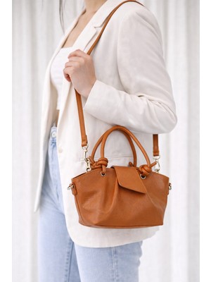 bahwar Kadın Mini El ve Omuz Çantası Düğümlü Sap Detaylı Fermuarlı Günlük Şık Çanta