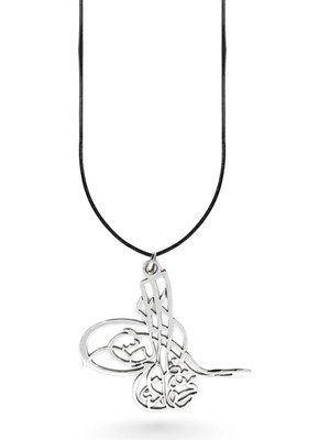 Oya Silver Ince Parlak Osmanlı Tuğrası Gümüş Kolye Ucu 4x4.1 cm [OYSY202]