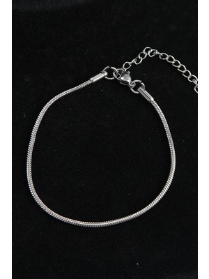 Aylina Mey Ithalat® 316L Çelik Oval Italyan Model Gümüş Renk Erkek Bileklik