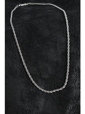 Aylina Mey Ithalat® 316L Çelik Burgu Zincir Model Gümüş Renk Erkek Kolye