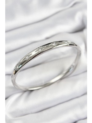 Aylina Mey Ithalat® Pirinç Zirkon Taşlı Kutup Yıldızı Model Gümüş Renk Kadın Kelepçe