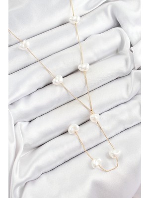 Aylina Mey Ithalat® Pirinç Incili Kalp Figürlü Y Model Gold Renk Kadın Kolye