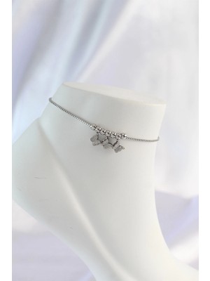 Aylina Mey Ithalat® 316L Çelik Gümüş Renk Minimal Kelebek Tasarımlı Halhal