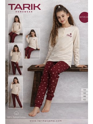 Tarık Kız Çocuk Interlok/mevsimlik Özel Tasarım Baskılı Pijama Takım