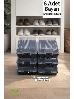 Funny Life Renkli Ayakkabı Kutusu - Hava Kanallı , Kilitlenebilir , Istiflenebilir Organizer